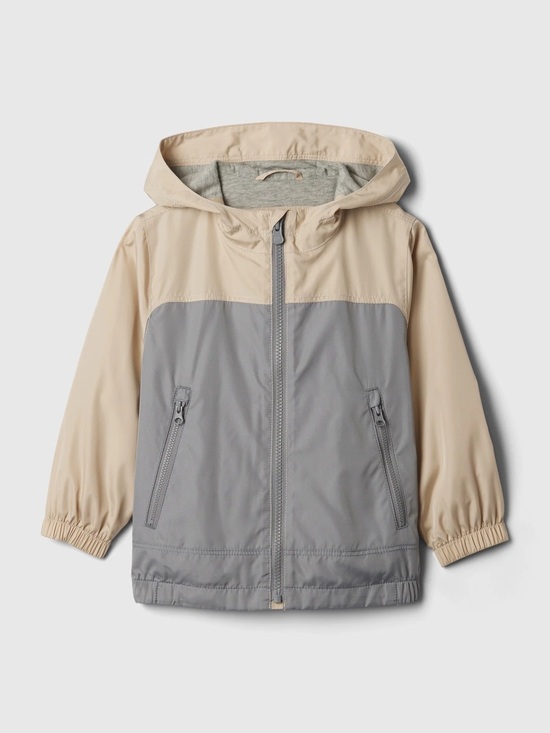 GAP Other - NWT GAP Two-Tone Hooded Raincoat / Windbreaker in Beige & Gray Size 4